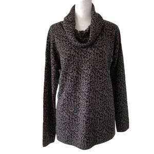 Calvin Klein small turtleneck sweater animal print black gray